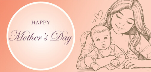 mother and baby, happy mothers day card.