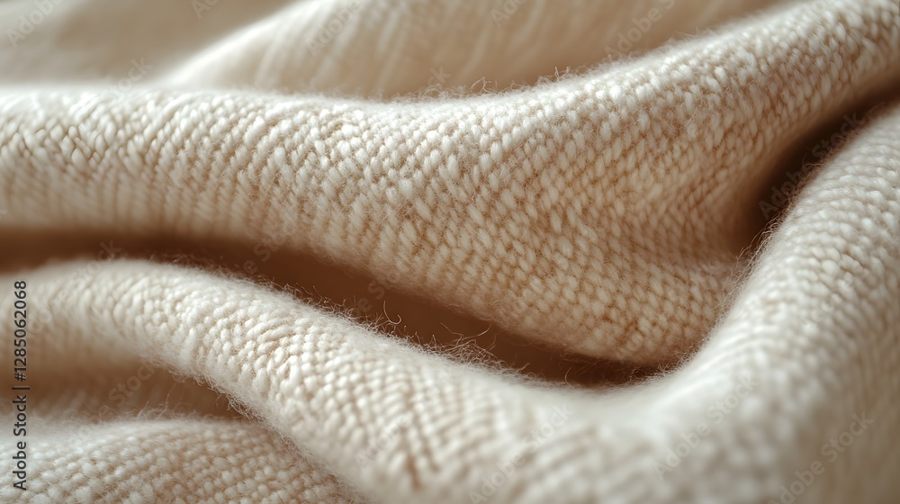 Aufkleber close-up view of a soft, cream-colored fabric texture. luxurious and cozy feel. creamy soft textile 
