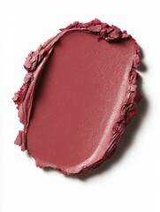 lipstick plum concept. A creamy, shimmering lipstick swatch in a rich berry shade on a white background.