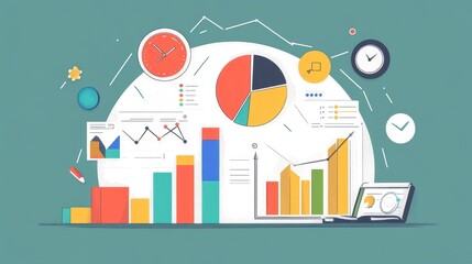Obraz premium Portfolio diversification diagram flat design side view wealth management theme cartoon drawing triadic color scheme. 