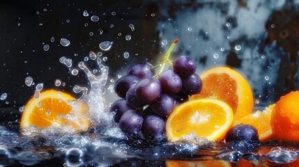 fresh fruit in water splash