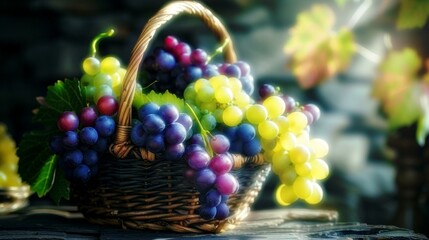 basket with grapes