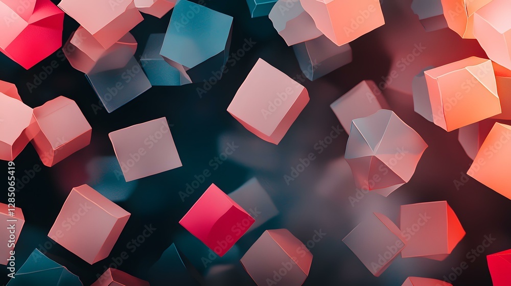 Aufkleber the image shows many colorful, three-dimensional cubes and geometric shapes, seemingly floating agai