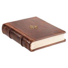 Obraz premium Vintage Leather Bound Book with Ornate Gold Emblem on Cover