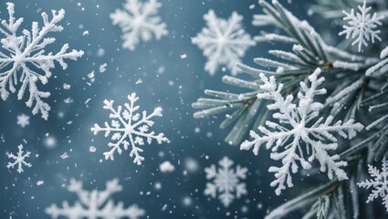 Subtle winter scene featuring snowflakes. ELEGANT and gentle.