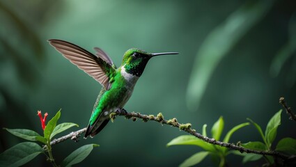 Fototapeta premium Emerald Green Hummingbird in Trinidad