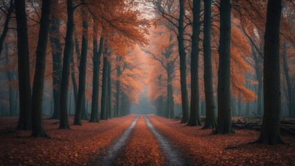 Stunning vertical depiction of a fall forest