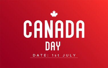 Canada day celebration, July 1st. Happy Canada day. Great day celebration event. Template design with red maple leaf symbol ornament
