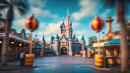 soft focus vintage theme park image for daytime background use.