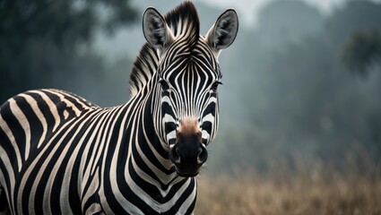 Fototapeta premium Zebra close-up potentially suitable for use as a backdrop