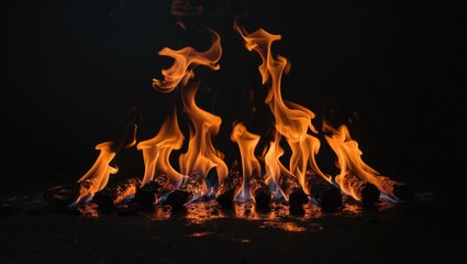 Fototapeta premium Isolated flames on a dark background. Abstract visual effects.