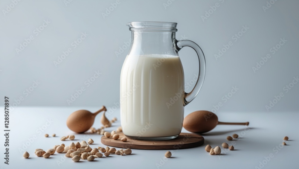 Poster isolated milk pitcher on a plain white backdrop with a clipping path.