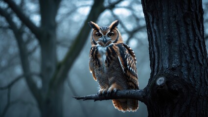 Owl perched on a branch
