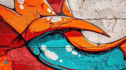 Obraz premium Vibrant Urban Street Art: Abstract Graffiti on Brick Wall