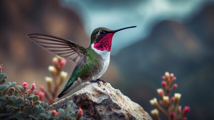 Fototapeta premium Mountain Ruby-Throated Hummingbird