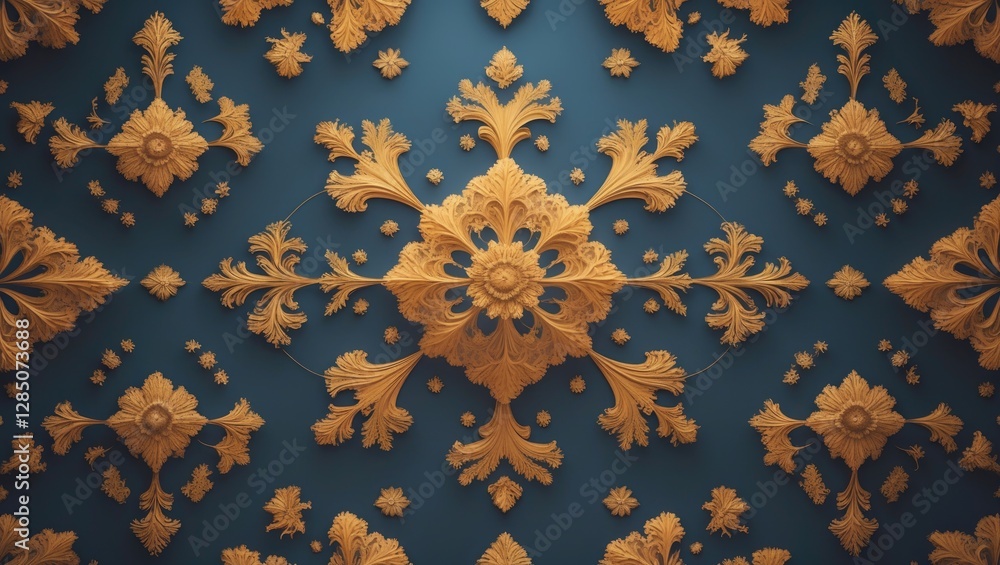 Poster symmetrical golden texture with a rich and luxurious design. a template for graphic creation. damask