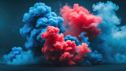 Crimson and azure smoke