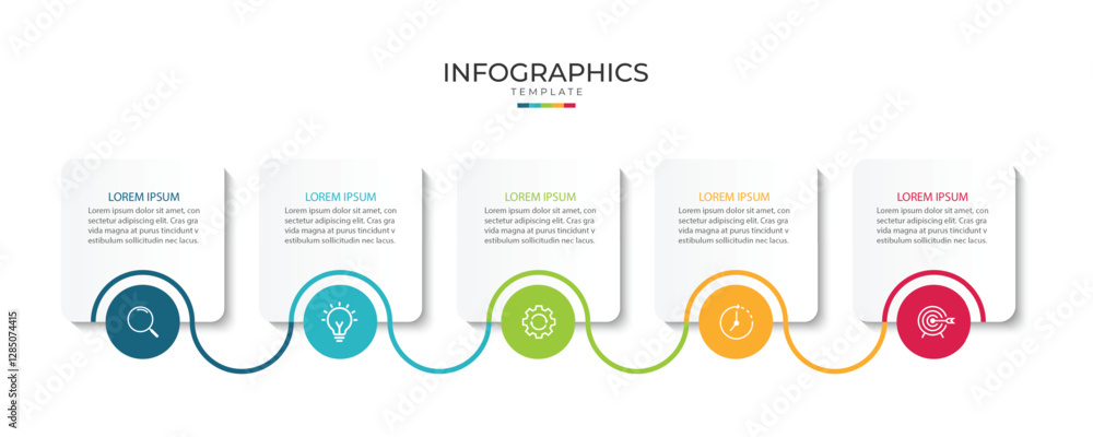 Aufkleber thin line process business infographic with square template. vector illustration. process timeline w
