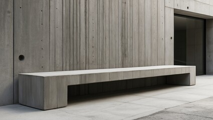 Sleek brutalist concrete bench architectural style