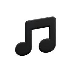 Black Music Note Icon 3D Rendered Isolated