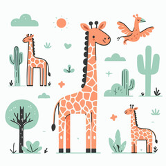 giraffe animal vector illustration