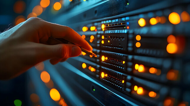 Server Room Maintenance, Technician Performing Diagnostics on Hardware