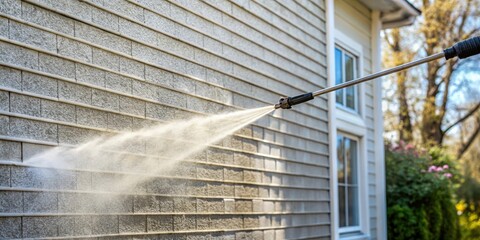Power Washing a House with High Pressure Water Jet, cleaning, exterior wall,  cleaning