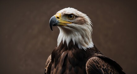 Obraz premium Portrait of an eagle set against a brown and gray backdrop.