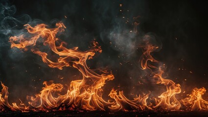 Fototapeta premium textured flame patterns for banner backdrop, 3 x 1 format
