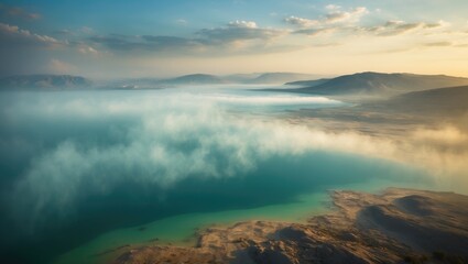 Naklejka premium Stunning aerial perspective of the Dead Sea region in Israel