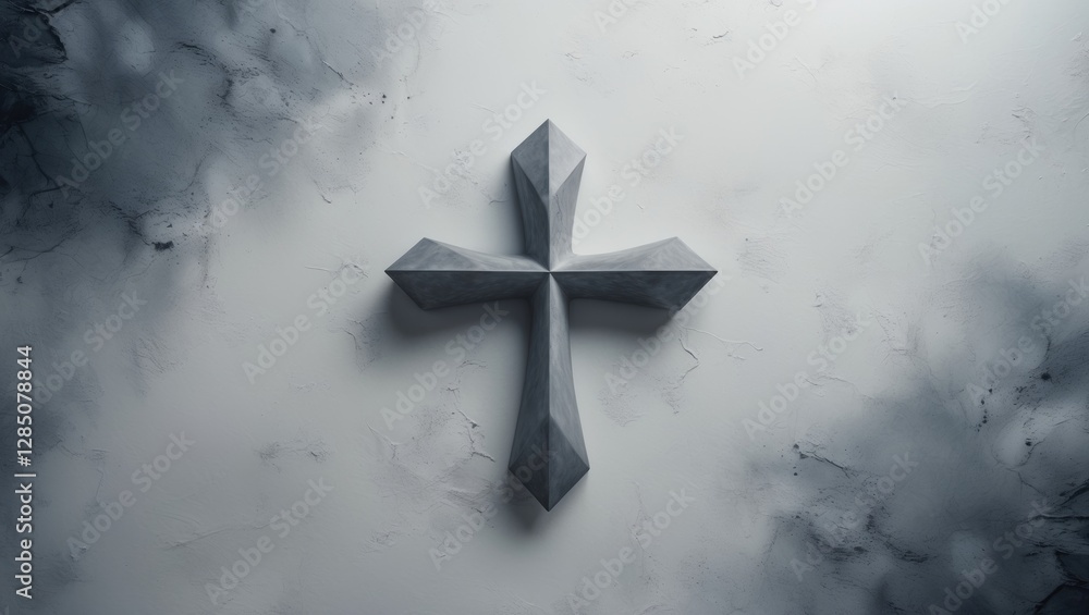Poster abstract medical setting featuring a gray cross on a white background. concept of science and techno