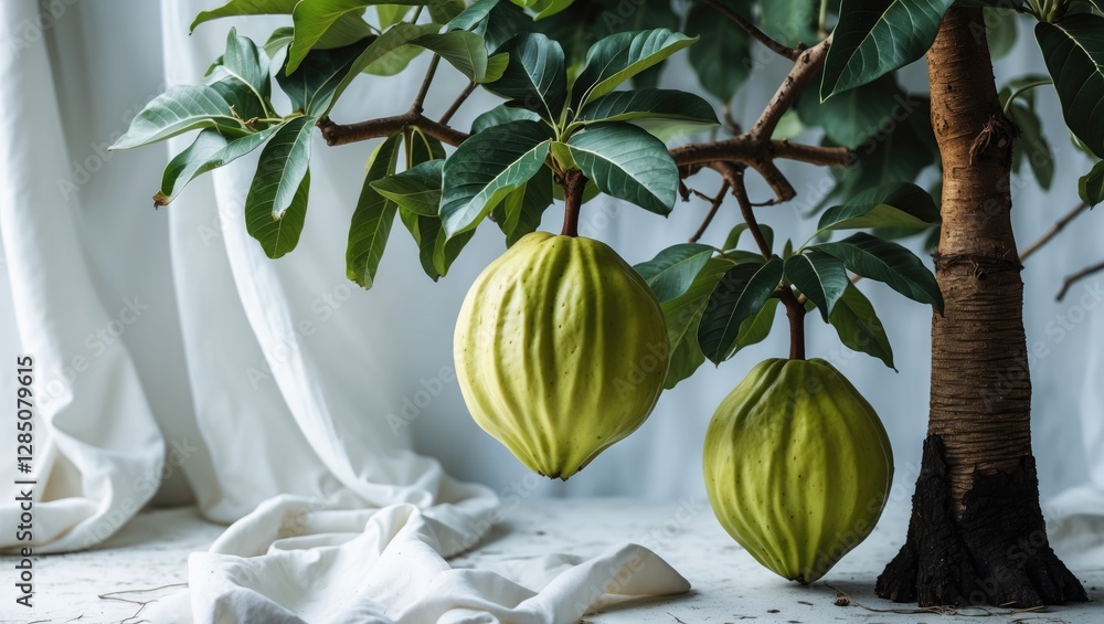 Aufkleber guava tree fruit displayed against a white background, featuring complete depth of field and a clipp