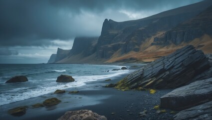 Obraz premium Stunning scenery of a rugged coastline framed by an awe-inspiring landscape