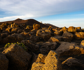 The Haleakala Observatories and The Pu' u' ula' ula Cinder Cone Summit, Haleakala National Park,...