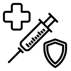 syringe protection icon, line icon style