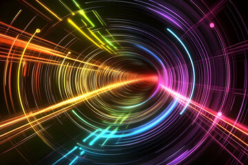 Obraz premium Abstract Technology Background with Glowing Lines and Futuristic Tunnel