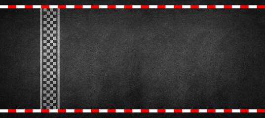 3D Rendering Race Track. Start and finish line racing. Start or finish on car race.