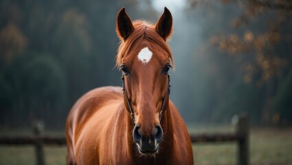 Obraz premium Cheerful chestnut horse with a happy expression