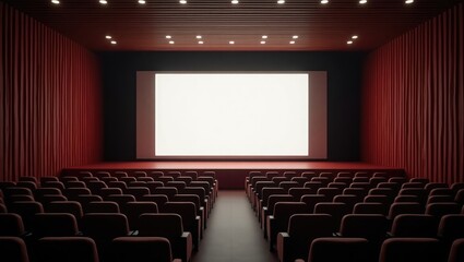 Fototapeta premium gathering, seminar, display in theater with empty screen