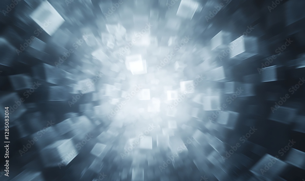 Poster abstract light background with blurred squares creating a sense of depth and movement.