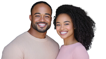 Fototapeta premium Smiling couple portrait with transparent background showcasing joy and connection
