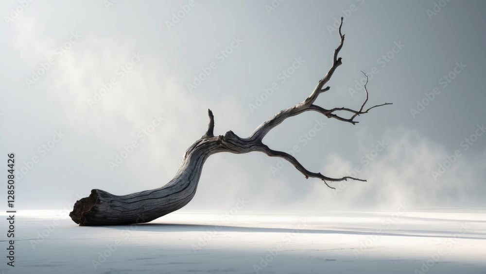 Poster lonely tree limb featured against a white background with a clipping path.