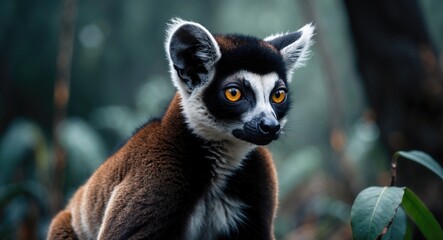 Obraz premium Black male lemur, Eulemur macaco, from Madagascar