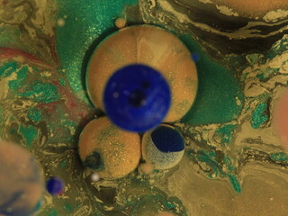 Liquid art with Ink, Paint, Mica Powder, Milk and Oils