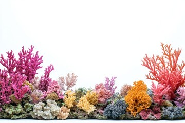 Clear Pixel Image of Coral Reef Border,Isolated on White Background