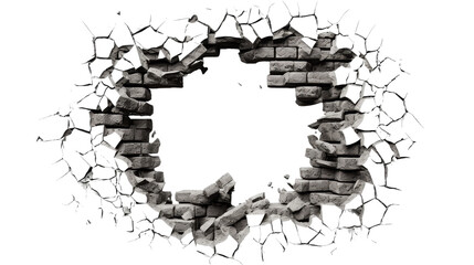 Hole in black brick wall