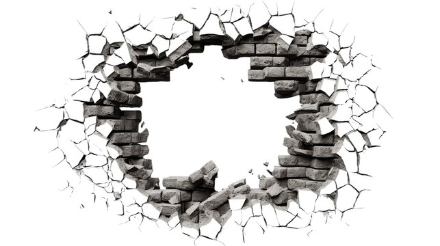 Hole in black brick wall