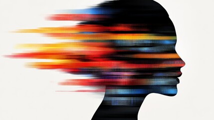 Abstract Portrait with Colorful Motion Blurs Enhancing Identity Concept