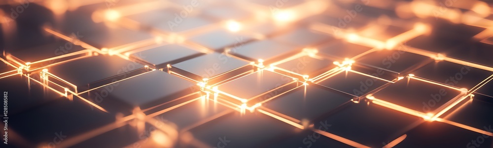 Aufkleber Abstract glowing grid pattern with bright elements, creating a futuristic digital atmosphere.