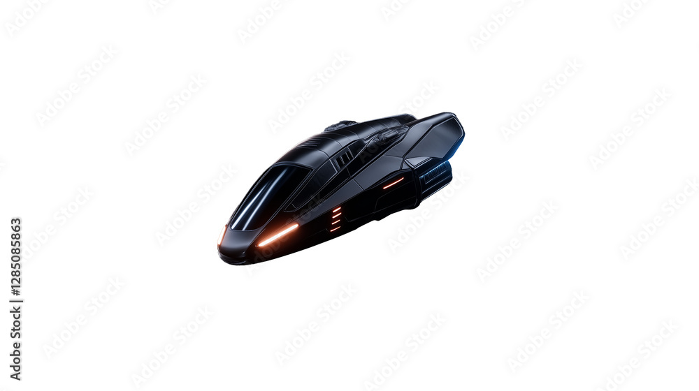 Aufkleber futuristic spaceship design with sleek lines and glowing details on transparent background